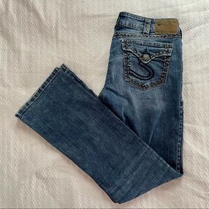 Silver brand jeans with unique detailing